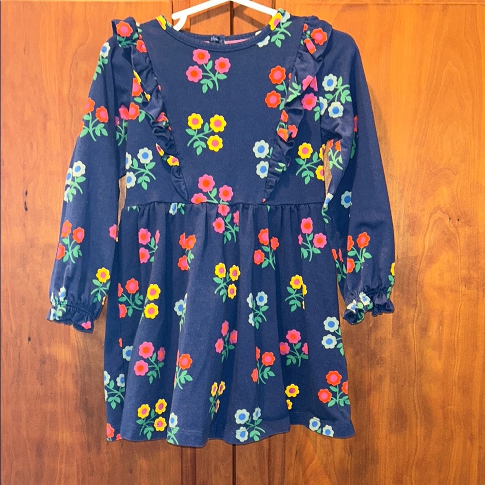 Floral Kids Dress in Navy Blue